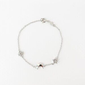 Tory Burch Star Moon Charm Logo Bracelet Silver OS